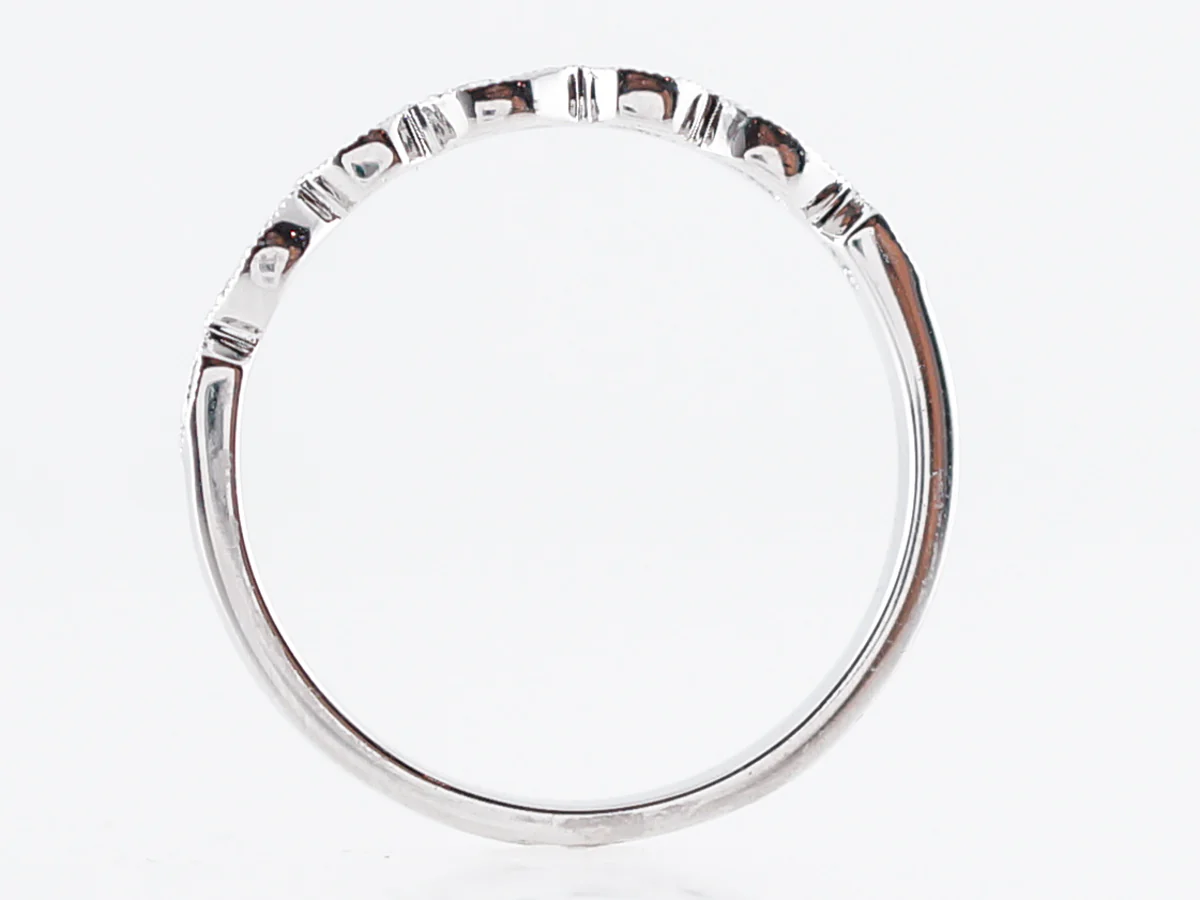Wedding Band Modern .16 Round Brilliant Cut Diamonds in 14k White Gold - Image 5