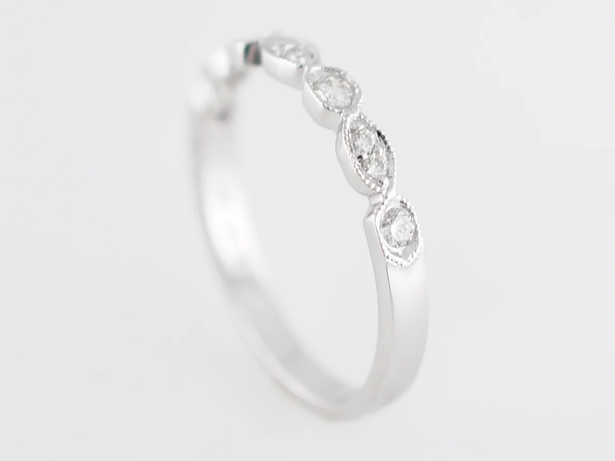 Wedding Band Modern .16 Round Brilliant Cut Diamonds in 14k White Gold - Image 6