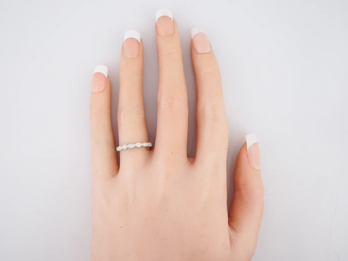 Wedding Band Modern .16 Round Brilliant Cut Diamonds in 14k White Gold - Image 7
