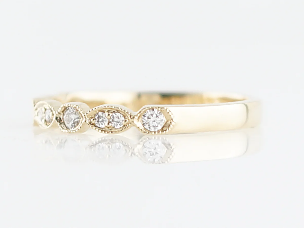 Wedding Band Modern .16 Round Brilliant Cut Diamonds in 14k Yellow Gold - Image 2