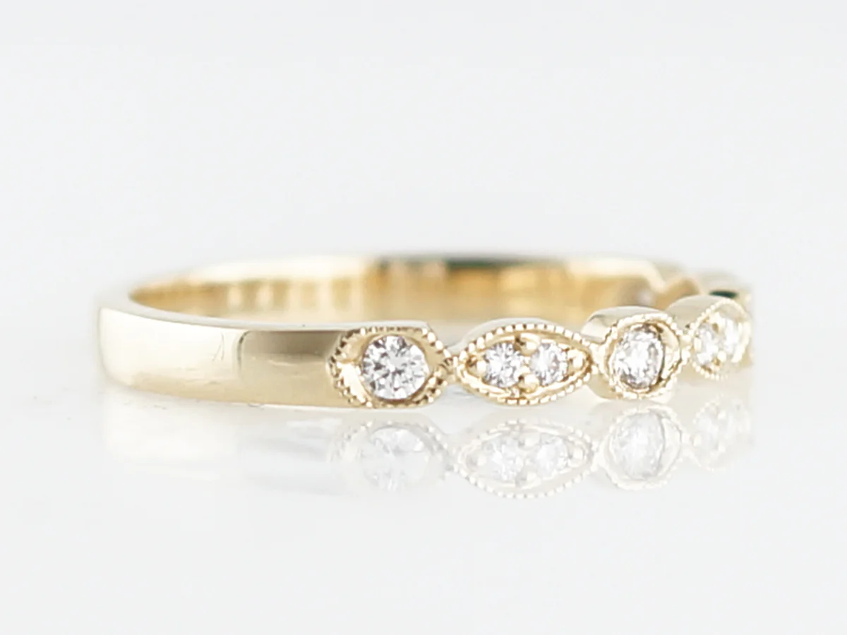 Wedding Band Modern .16 Round Brilliant Cut Diamonds in 14k Yellow Gold - Image 3