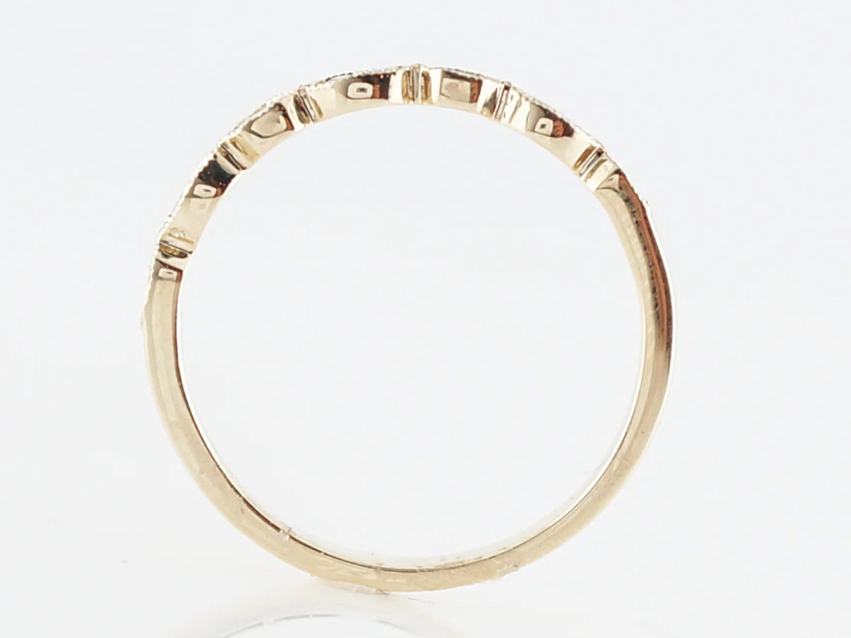 Wedding Band Modern .16 Round Brilliant Cut Diamonds in 14k Yellow Gold - Image 4