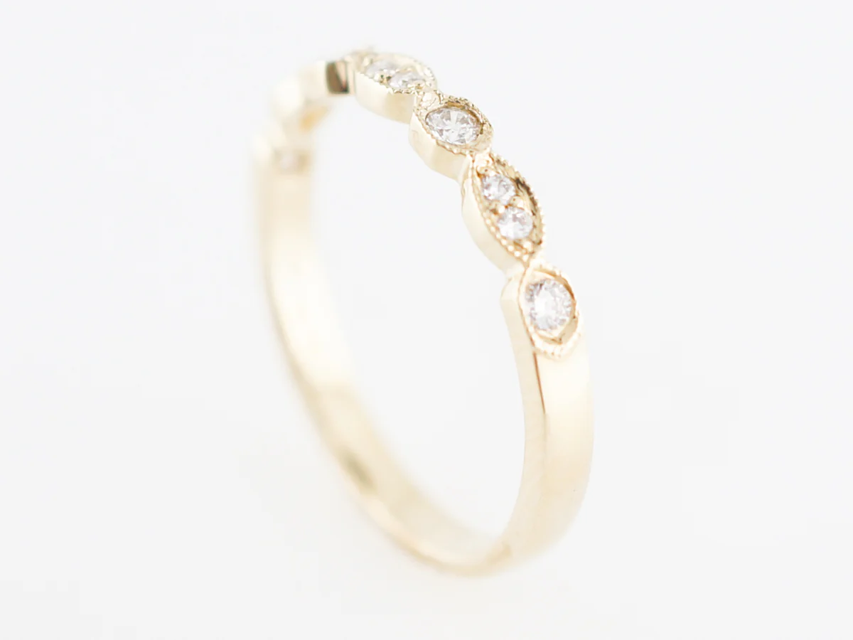 Wedding Band Modern .16 Round Brilliant Cut Diamonds in 14k Yellow Gold - Image 5