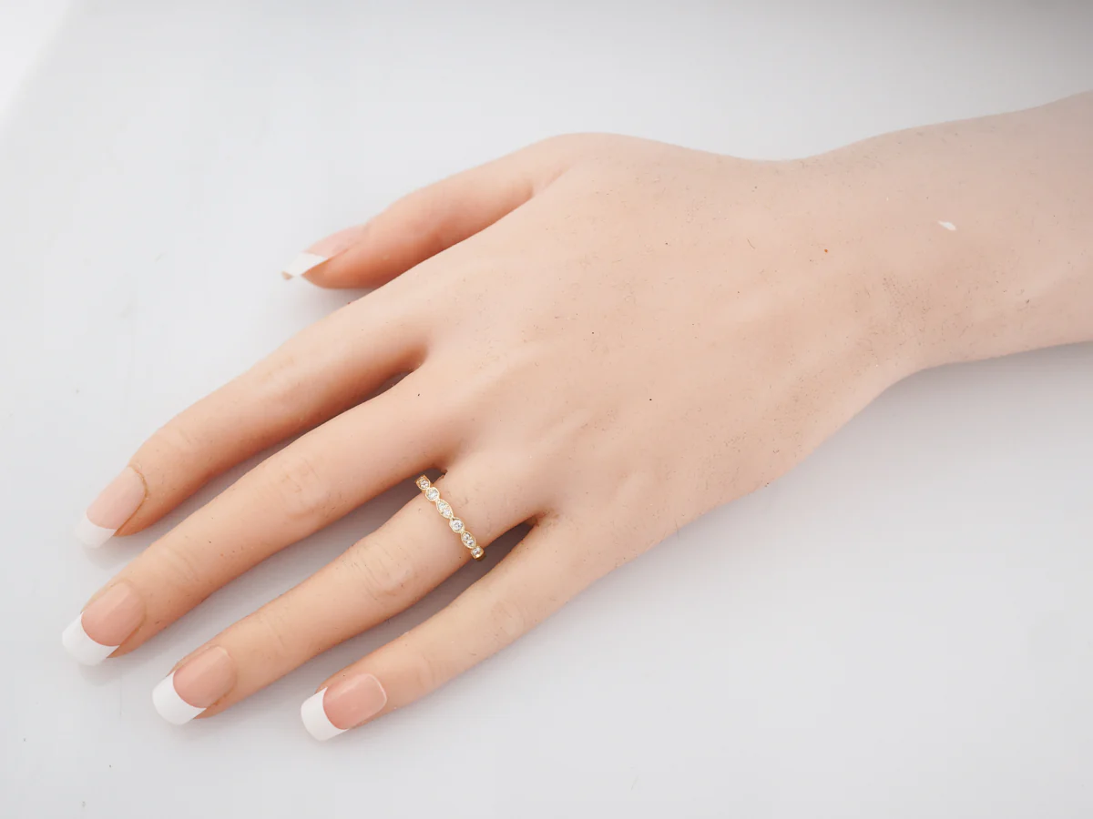 Wedding Band Modern .16 Round Brilliant Cut Diamonds in 14k Yellow Gold - Image 7