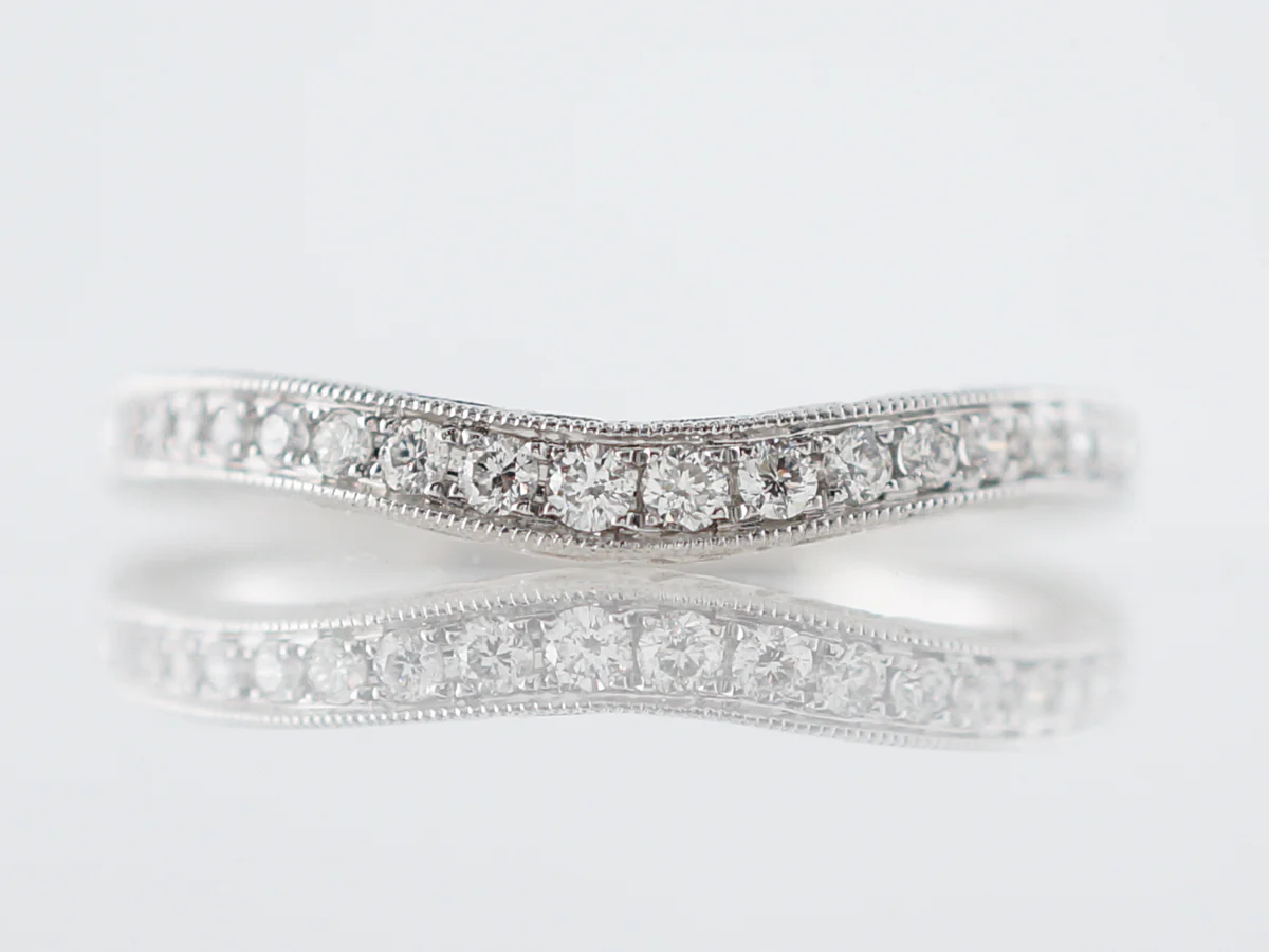 Wedding Band Modern .17 Round Brilliant Cut Diamonds in 18k White Gold