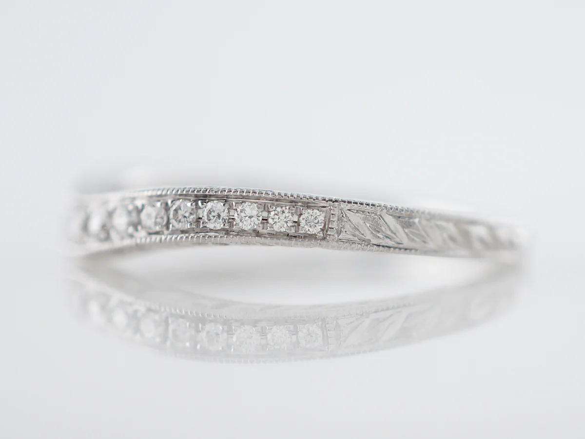 Wedding Band Modern .17 Round Brilliant Cut Diamonds in 18k White Gold - Image 2
