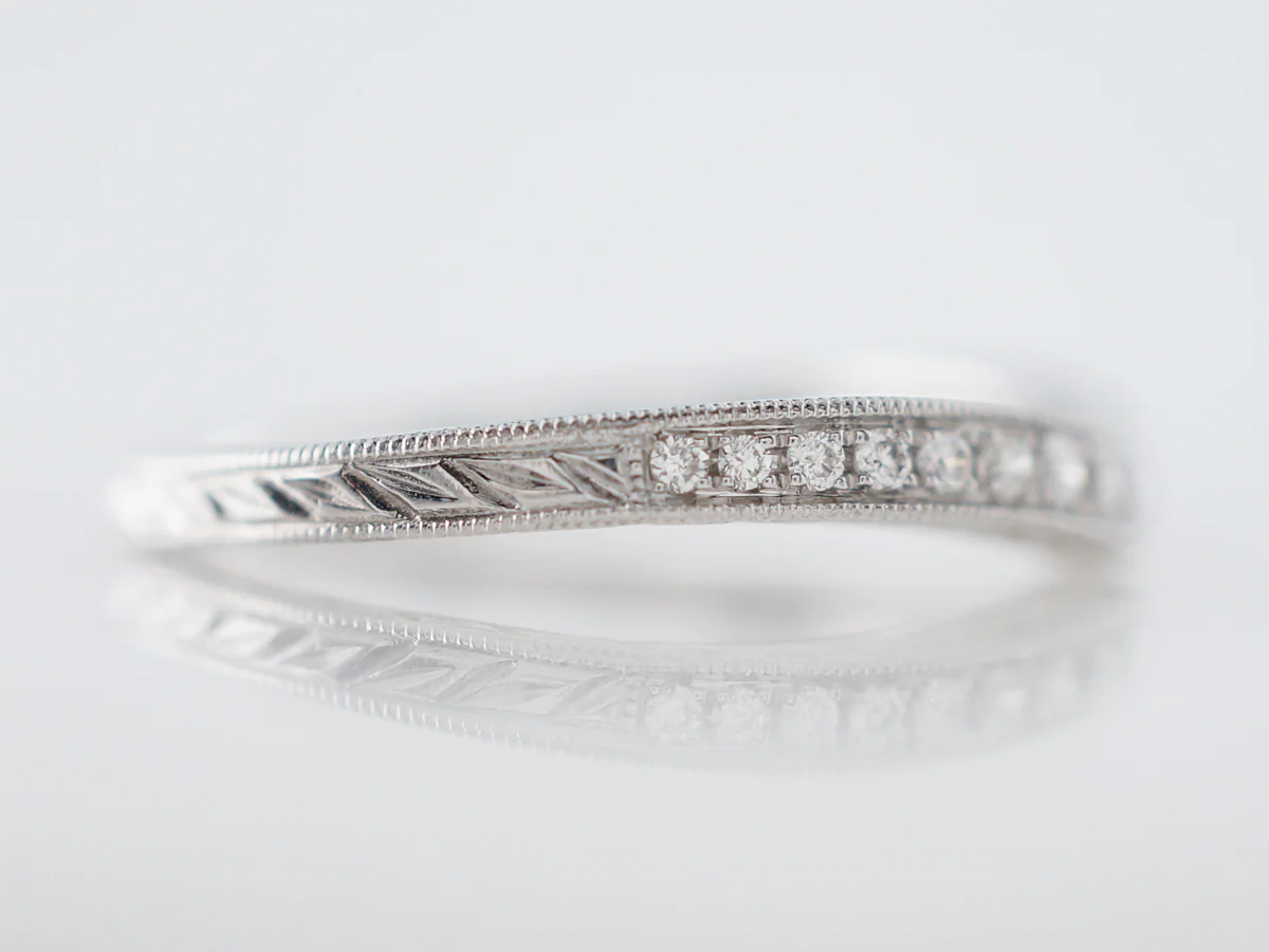 Wedding Band Modern .17 Round Brilliant Cut Diamonds in 18k White Gold - Image 3