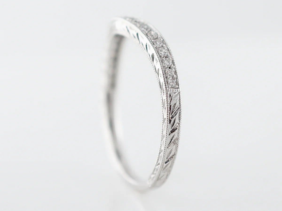 Wedding Band Modern .17 Round Brilliant Cut Diamonds in 18k White Gold - Image 5