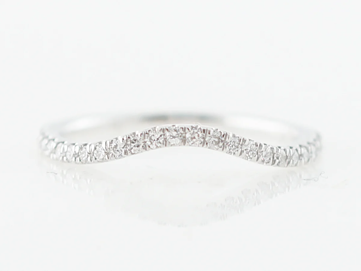 Wedding Band Modern .19 Round Brilliant Cut Diamonds in 14k White Gold