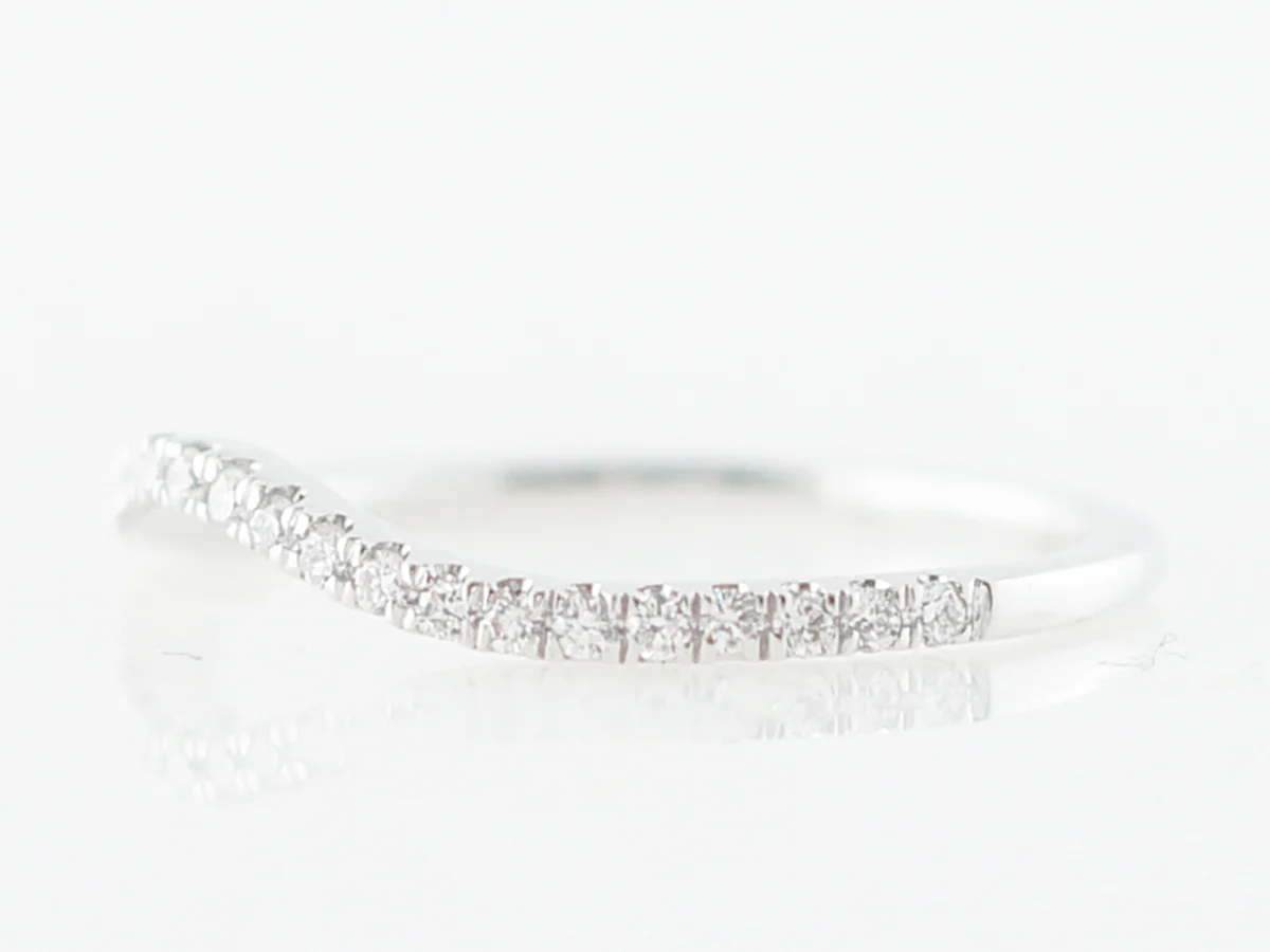 Wedding Band Modern .19 Round Brilliant Cut Diamonds in 14k White Gold - Image 2
