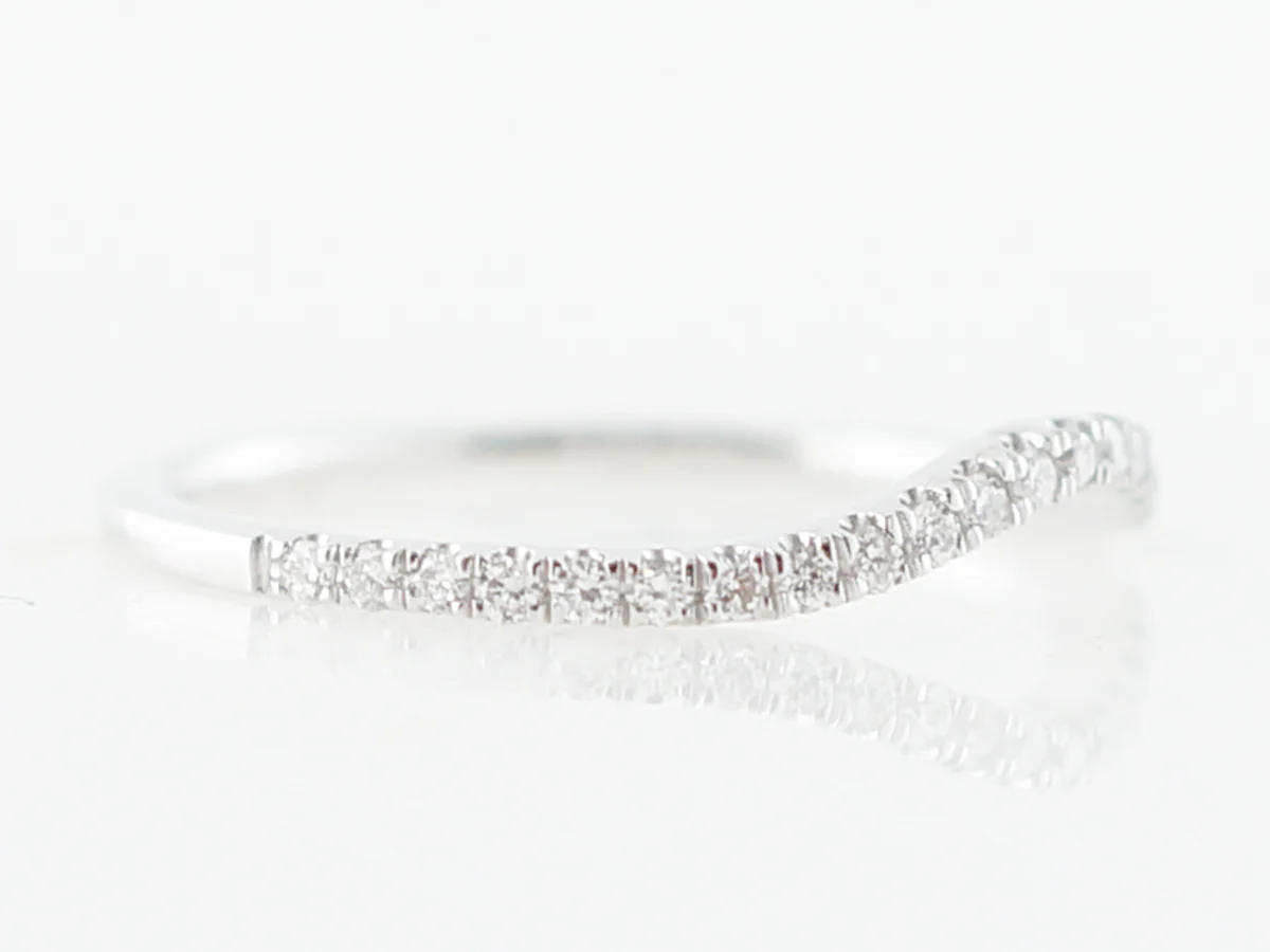 Wedding Band Modern .19 Round Brilliant Cut Diamonds in 14k White Gold - Image 3