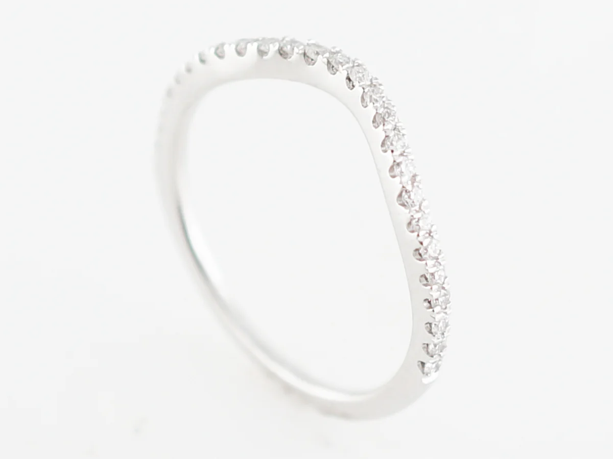 Wedding Band Modern .19 Round Brilliant Cut Diamonds in 14k White Gold - Image 4