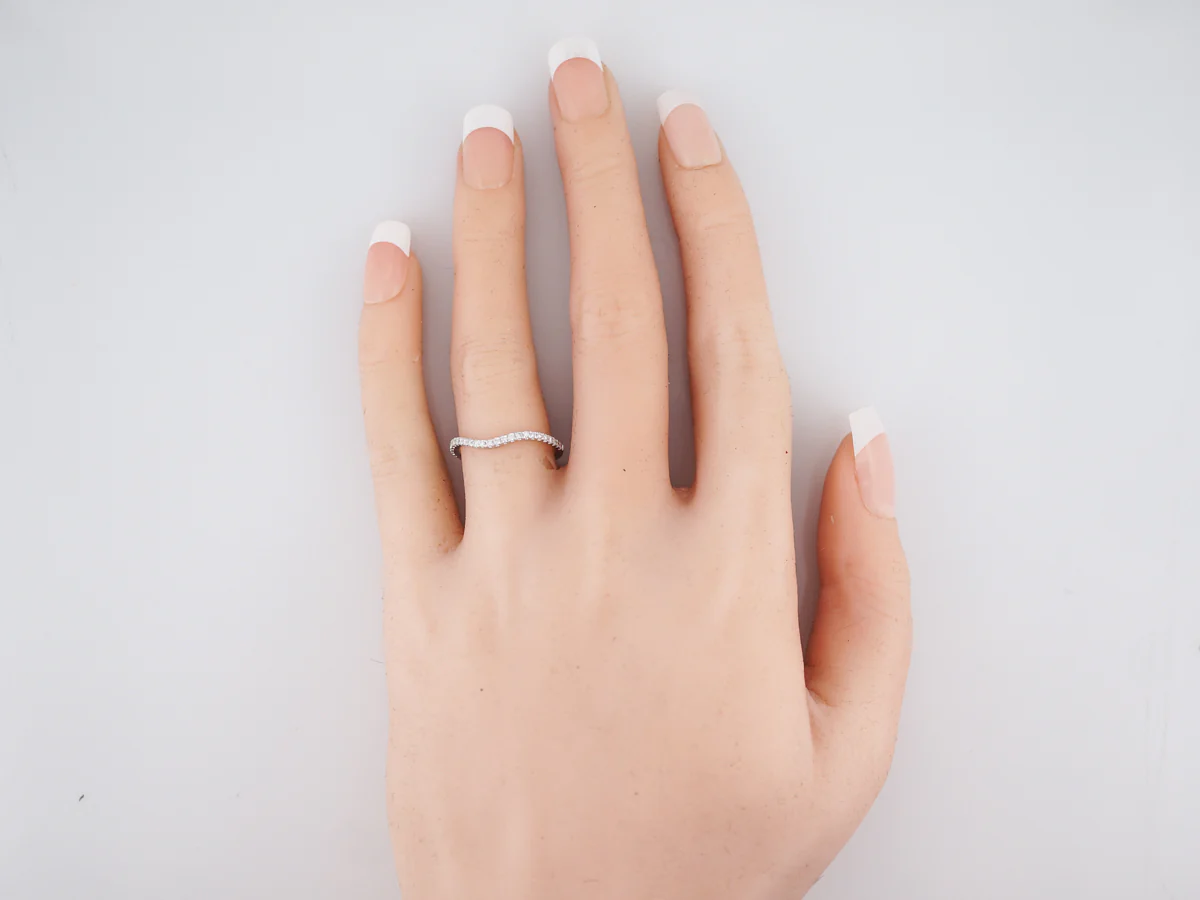 Wedding Band Modern .19 Round Brilliant Cut Diamonds in 14k White Gold - Image 5