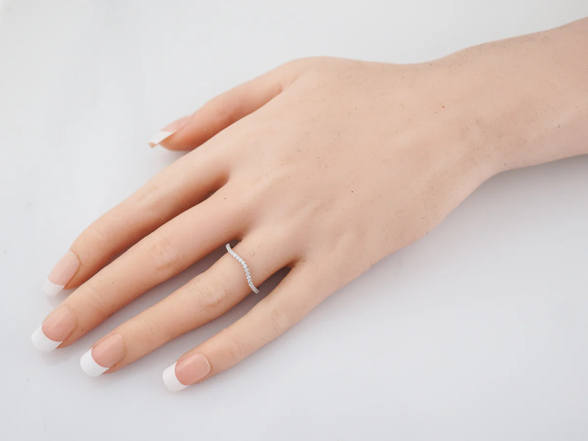 Wedding Band Modern .19 Round Brilliant Cut Diamonds in 14k White Gold - Image 6