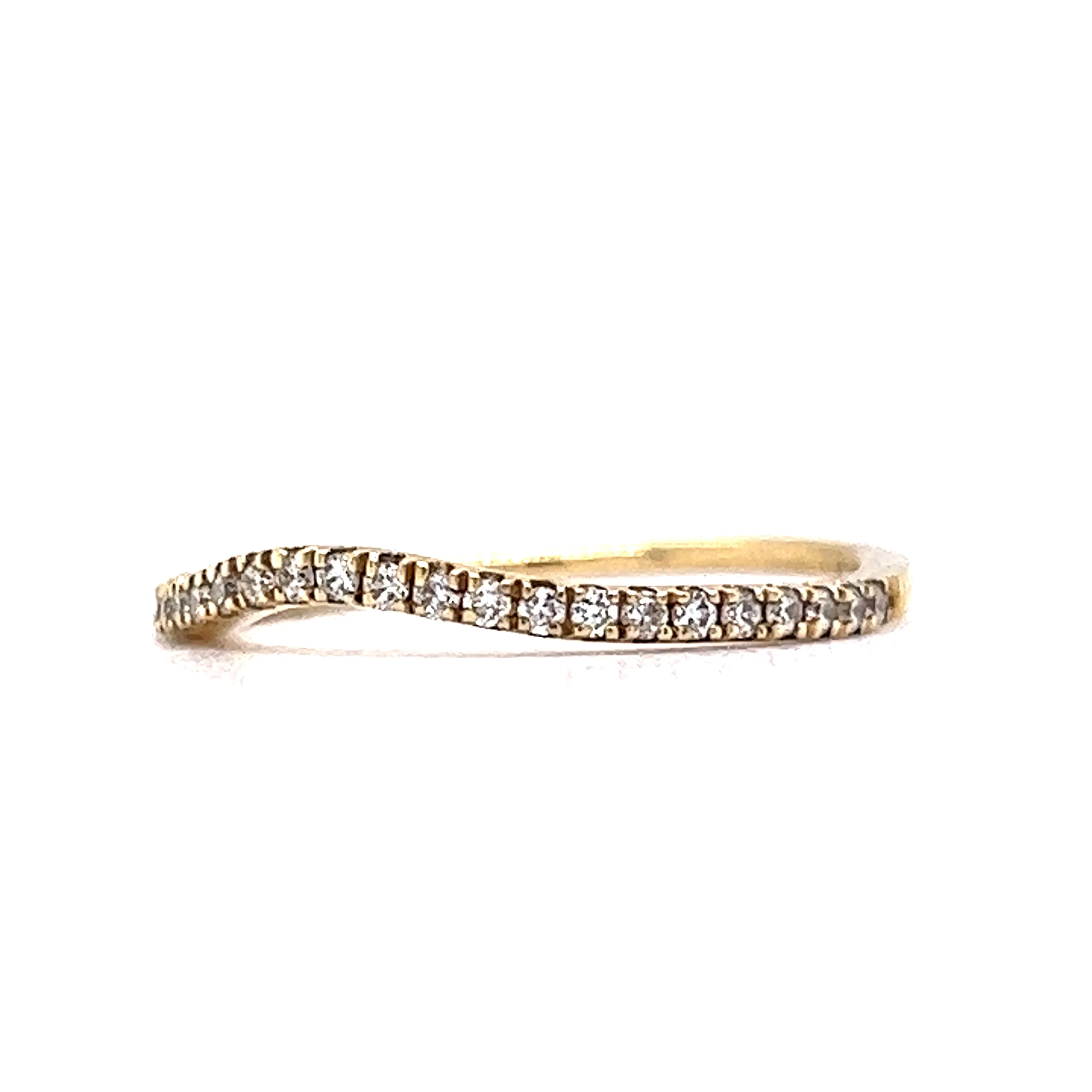 Wedding Band Modern .19 Round Brilliant Cut Diamonds in 14k Yellow Gold - Image 2