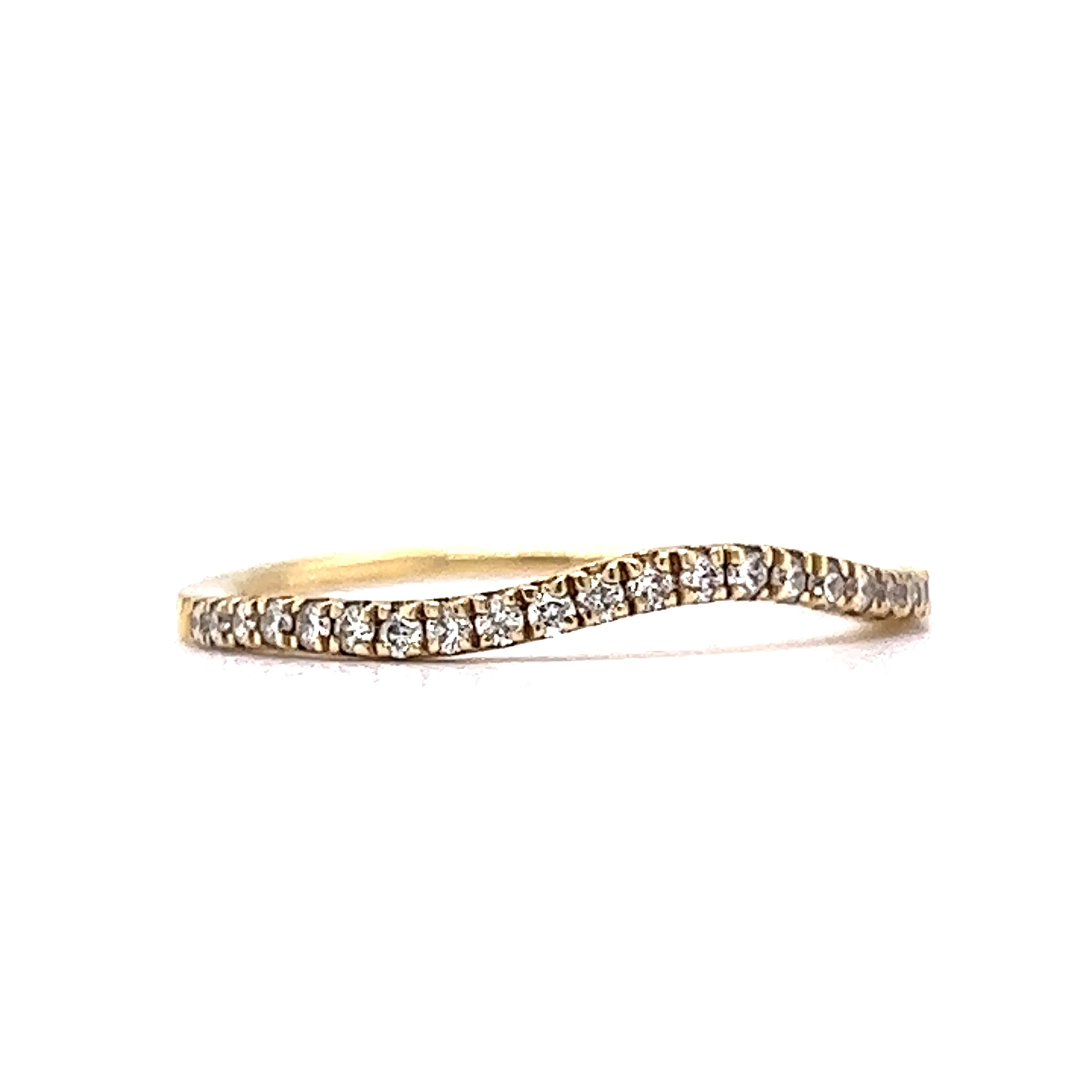 Wedding Band Modern .19 Round Brilliant Cut Diamonds in 14k Yellow Gold - Image 3