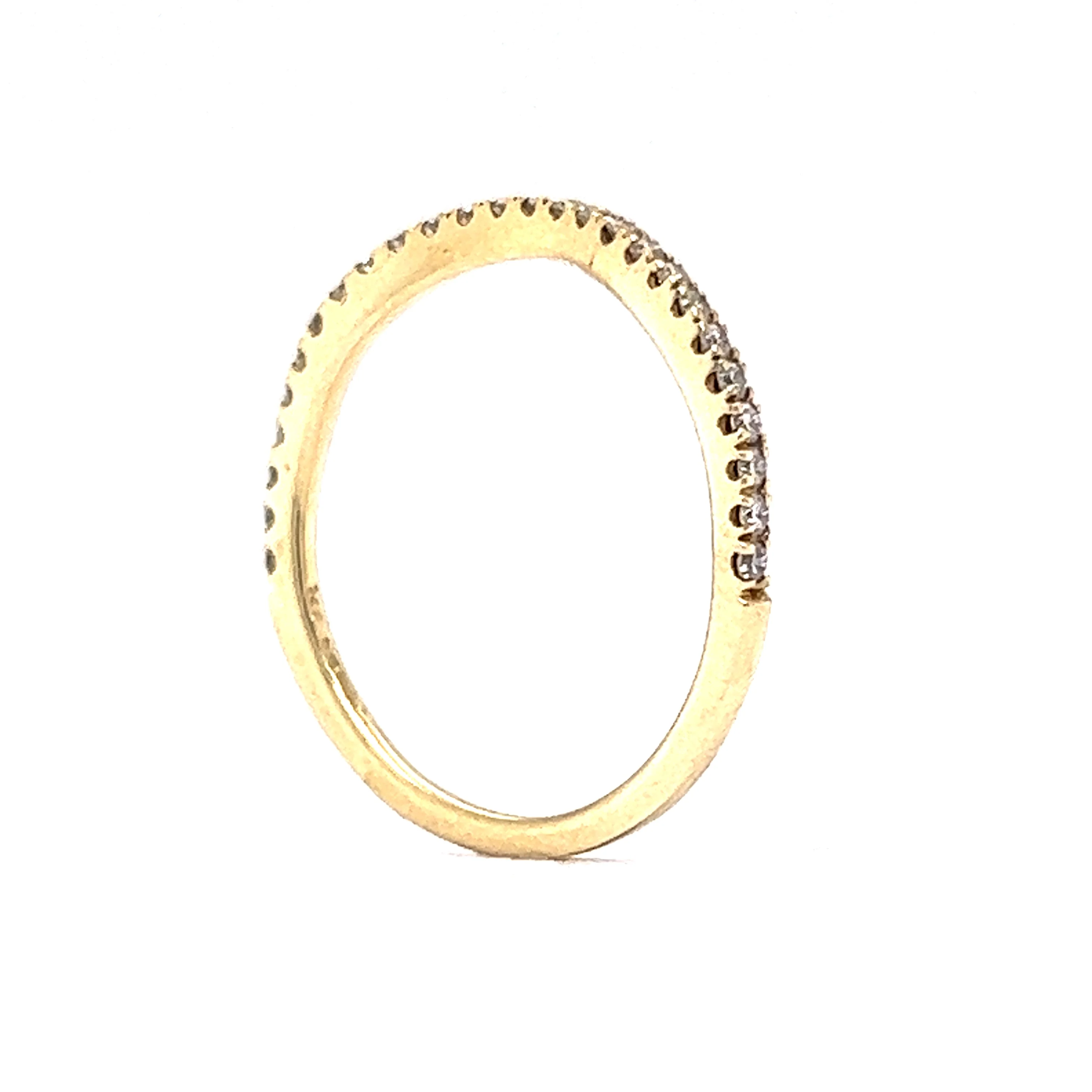 Wedding Band Modern .19 Round Brilliant Cut Diamonds in 14k Yellow Gold - Image 5