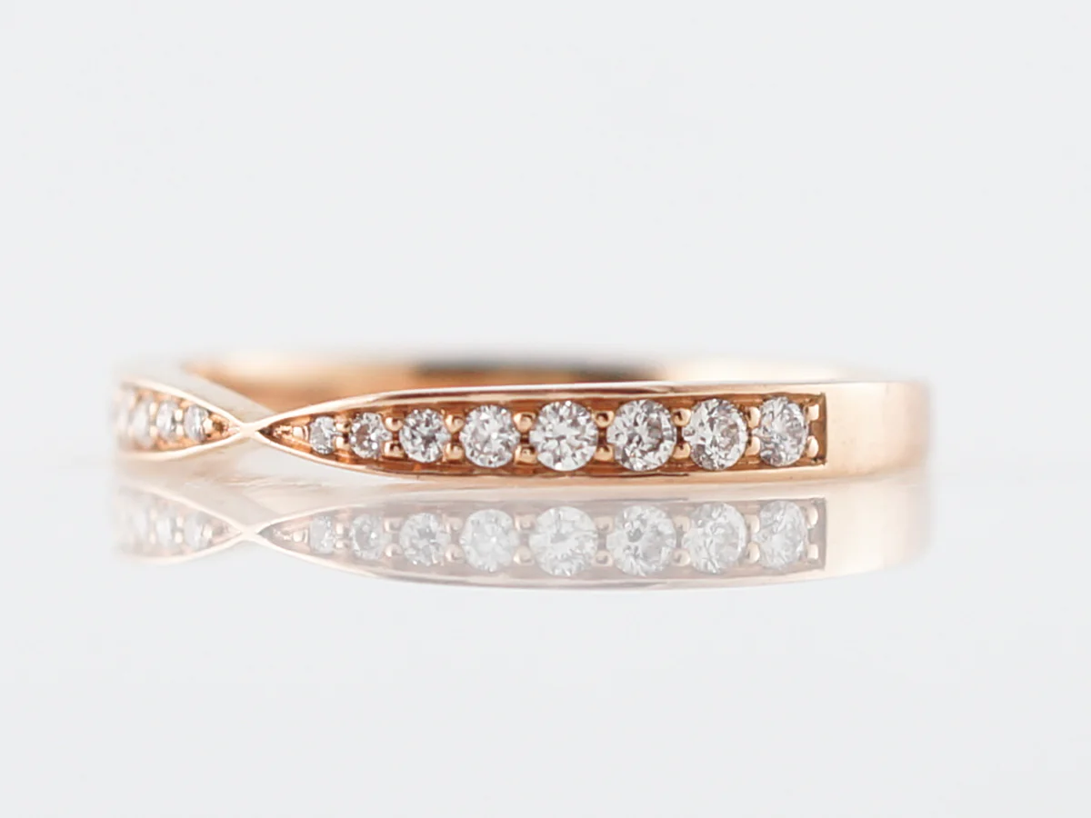 Wedding Band Modern .19 Round Brilliant Cut Diamonds in 18k Rose Gold - Image 2