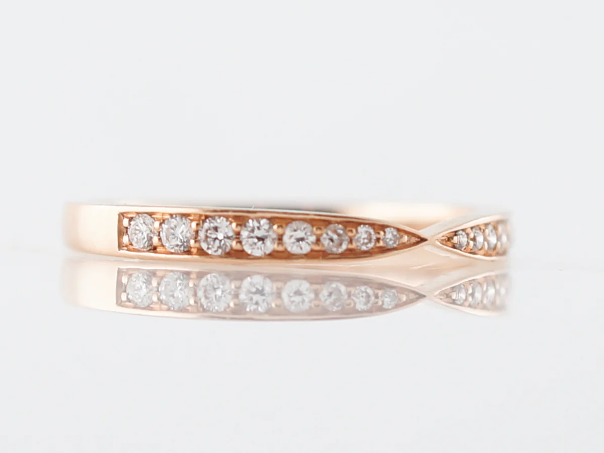 Wedding Band Modern .19 Round Brilliant Cut Diamonds in 18k Rose Gold - Image 3