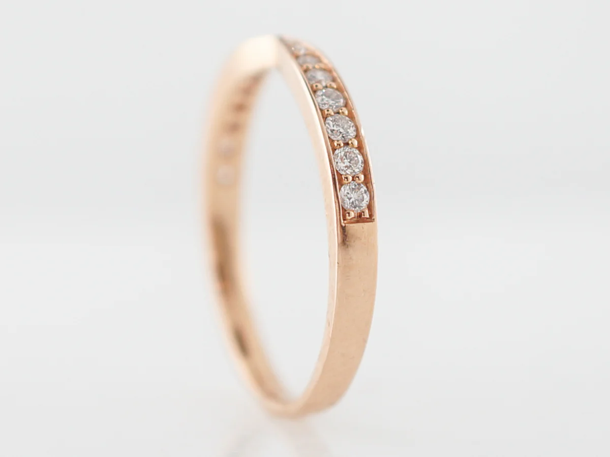 Wedding Band Modern .19 Round Brilliant Cut Diamonds in 18k Rose Gold - Image 5
