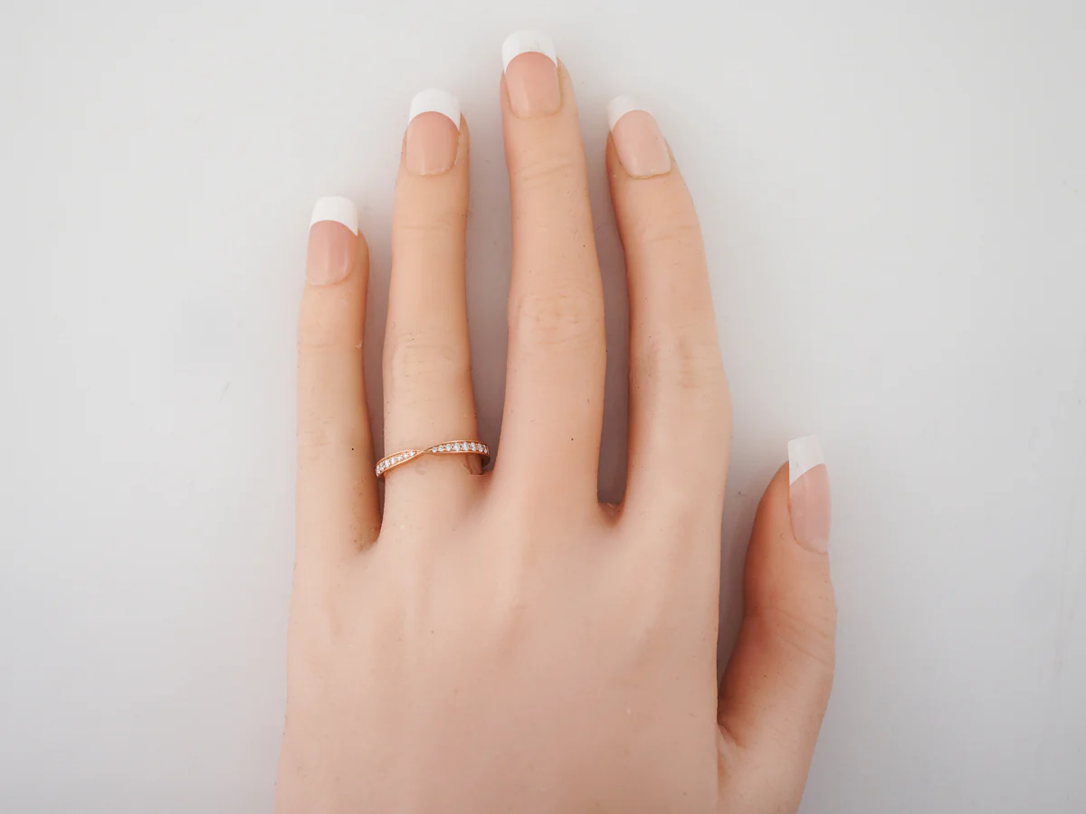 Wedding Band Modern .19 Round Brilliant Cut Diamonds in 18k Rose Gold - Image 6