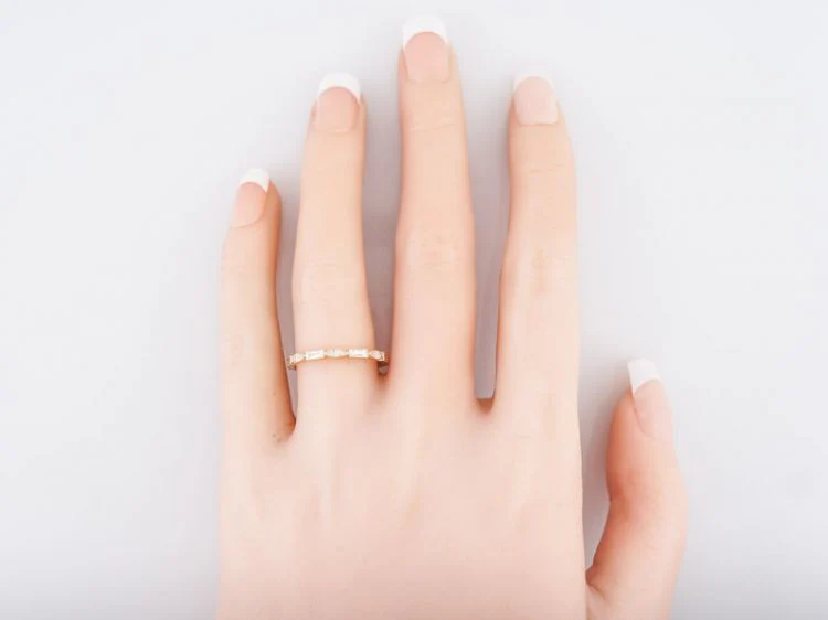 Wedding Band Modern .20 Baguette Cut & Round Brilliant Cut Diamonds in 14k Yellow Gold - Image 5