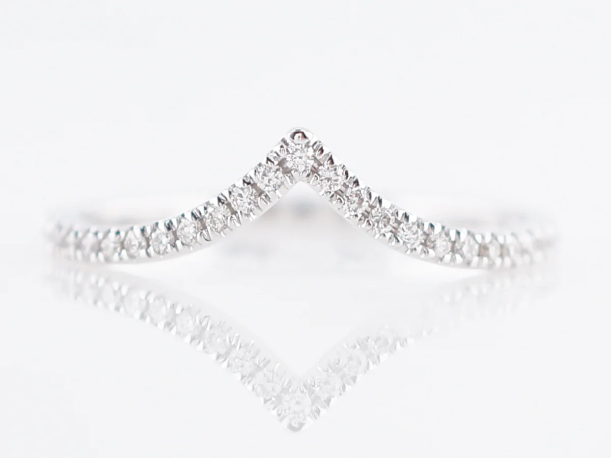 Wedding Band Modern .20 Round Brilliant Cut Diamonds in 14k White Gold