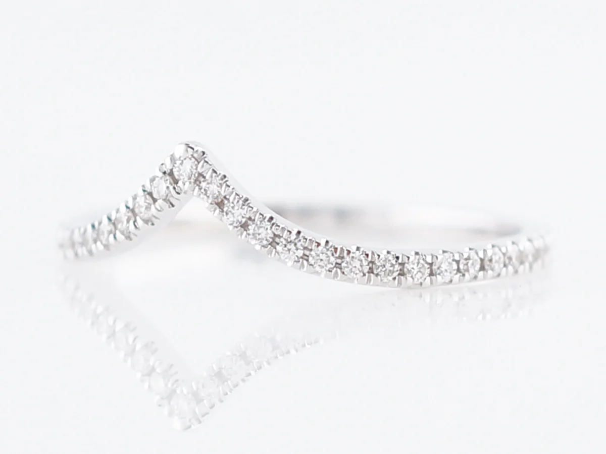 Wedding Band Modern .20 Round Brilliant Cut Diamonds in 14k White Gold - Image 2
