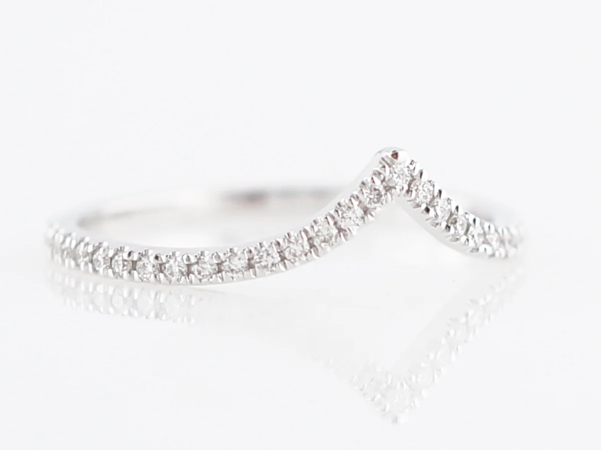 Wedding Band Modern .20 Round Brilliant Cut Diamonds in 14k White Gold - Image 3