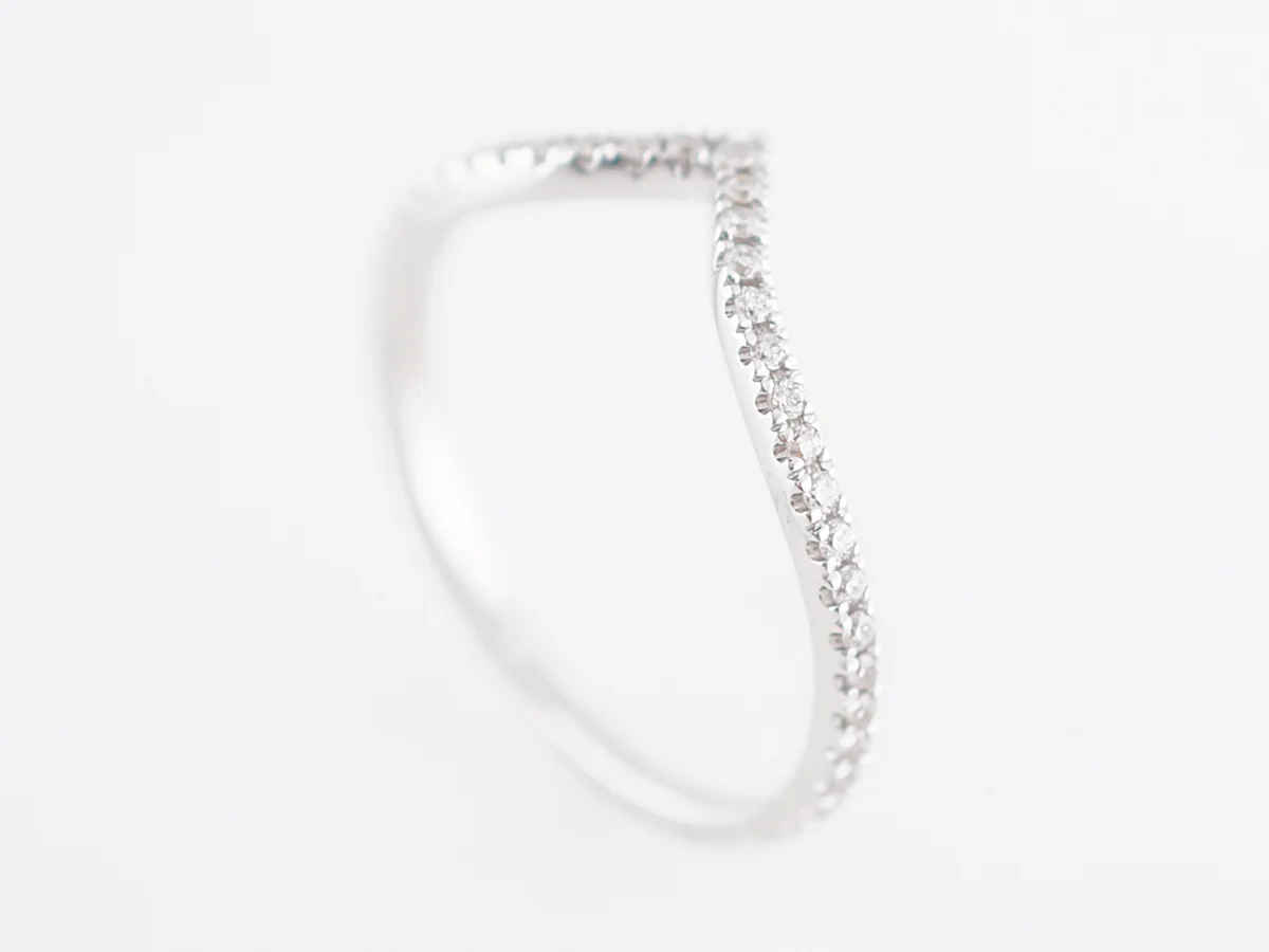 Wedding Band Modern .20 Round Brilliant Cut Diamonds in 14k White Gold - Image 4