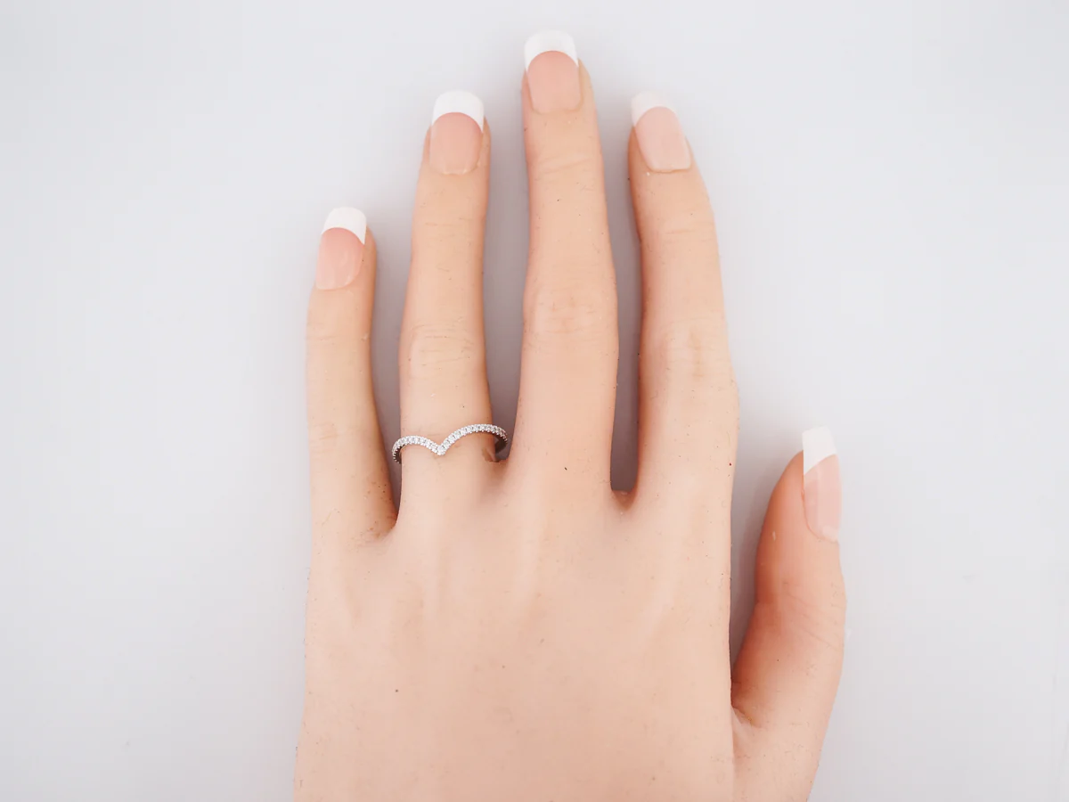 Wedding Band Modern .20 Round Brilliant Cut Diamonds in 14k White Gold - Image 6