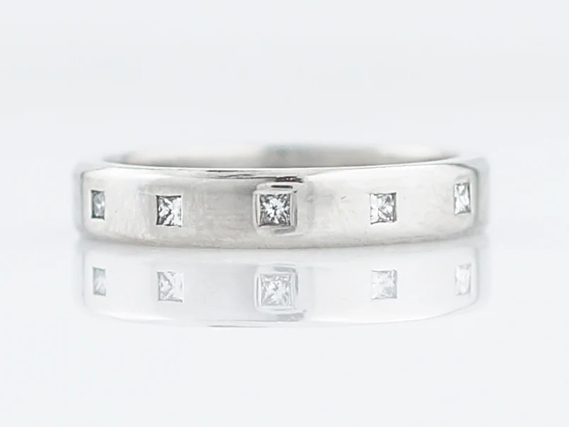 Wedding Band Modern .21 Princess Cut Diamonds in Platinum