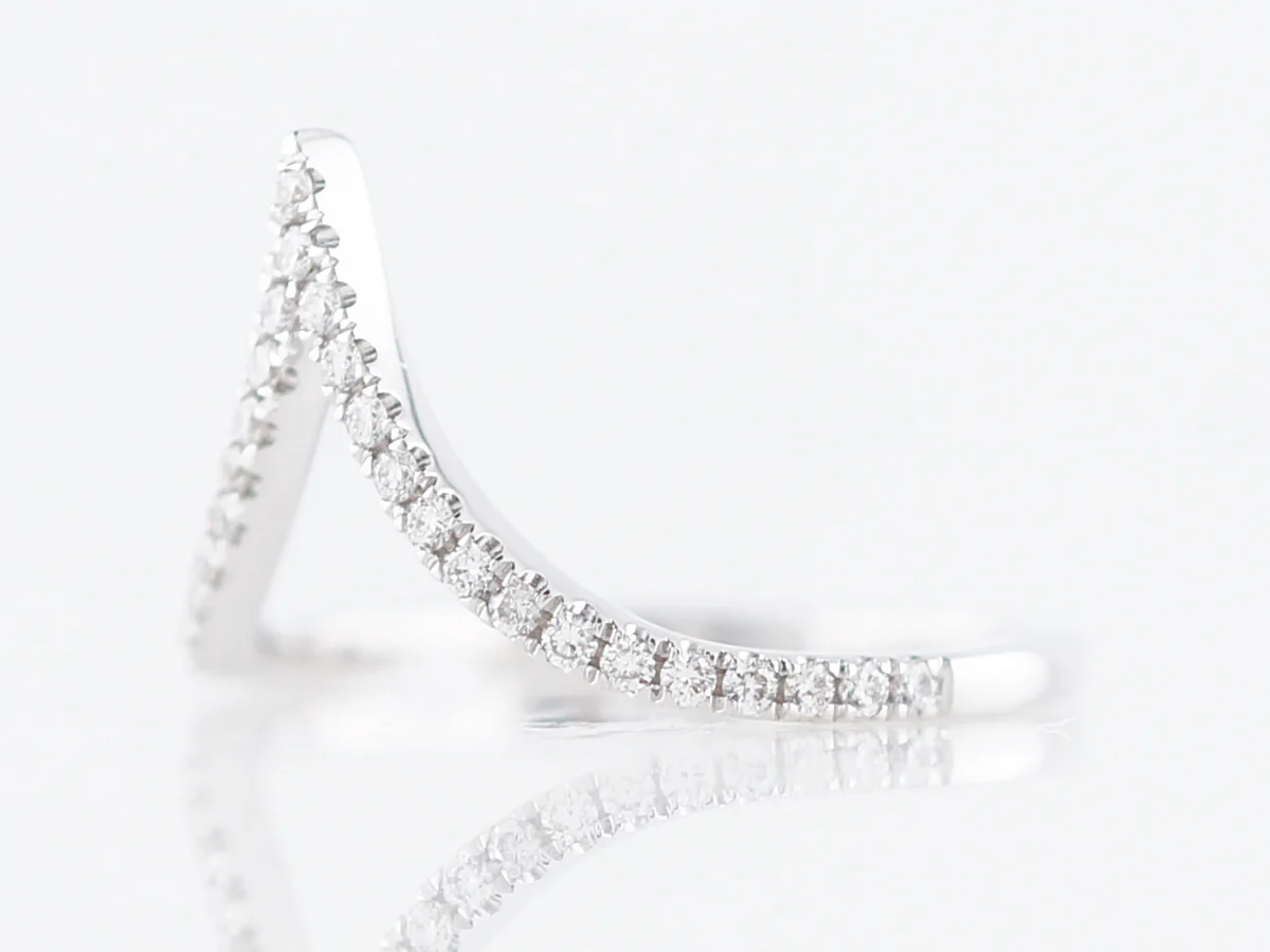 Wedding Band Modern .21 Round Brilliant Cut Diamonds in 14k White Gold - Image 2