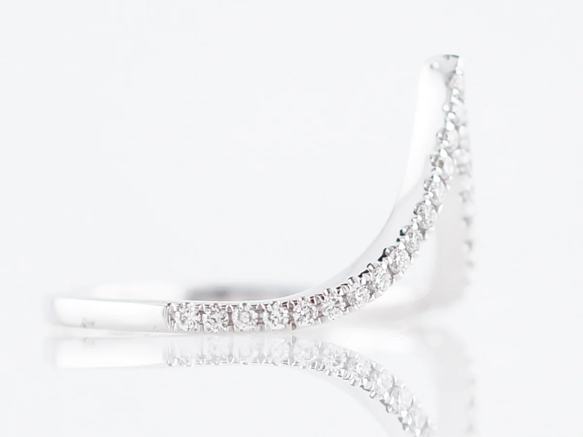 Wedding Band Modern .21 Round Brilliant Cut Diamonds in 14k White Gold - Image 3