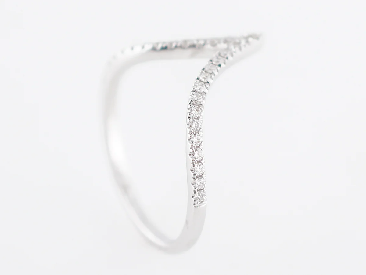Wedding Band Modern .21 Round Brilliant Cut Diamonds in 14k White Gold - Image 5