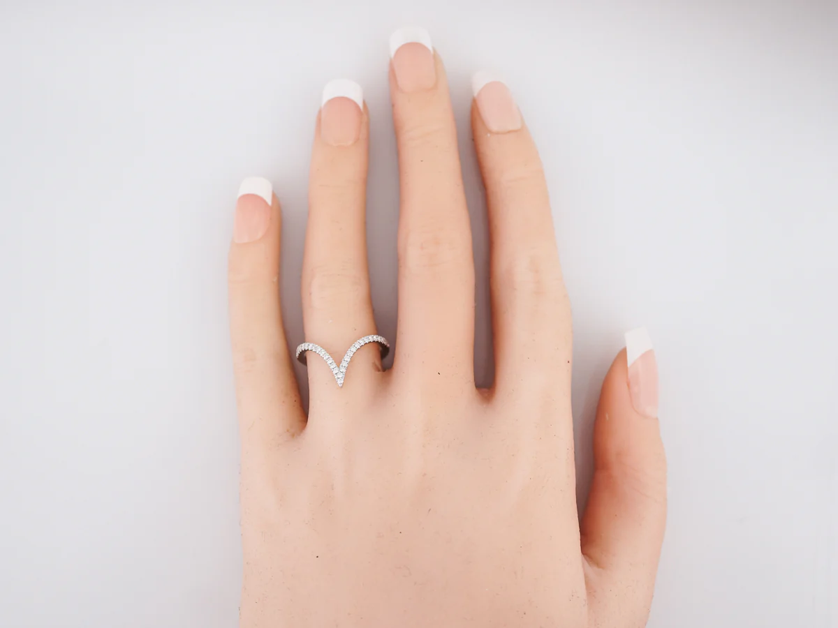 Wedding Band Modern .21 Round Brilliant Cut Diamonds in 14k White Gold - Image 6