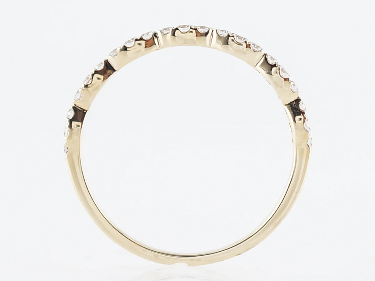 Wedding Band Modern .21 Round Brilliant Cut Diamonds in 14k Yellow Gold - Image 4