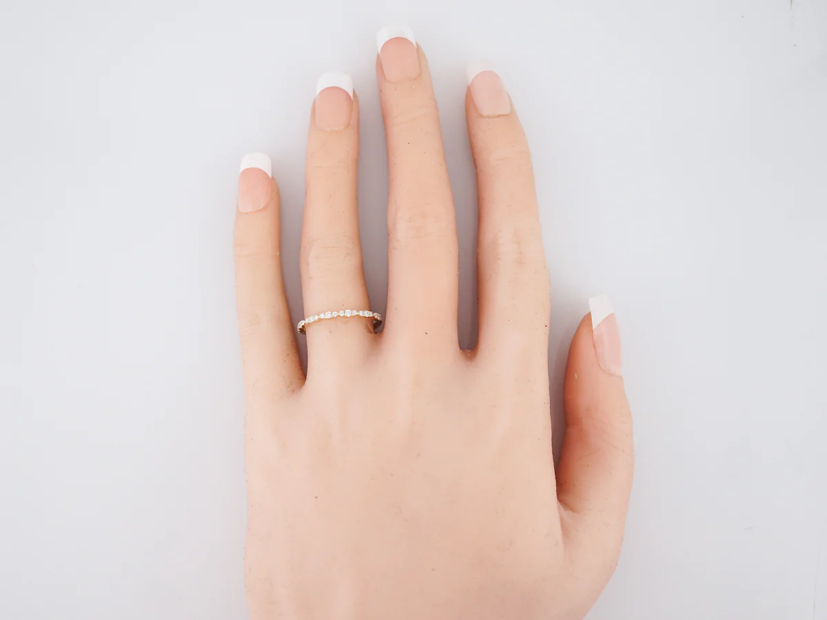 Wedding Band Modern .21 Round Brilliant Cut Diamonds in 14k Yellow Gold - Image 6