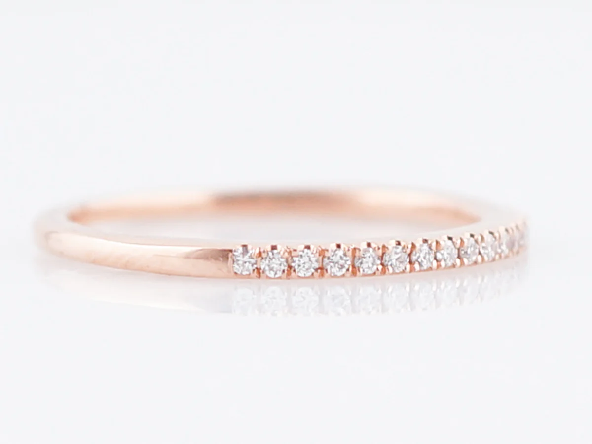 Wedding Band Modern .23 Round Brilliant Cut Diamonds in 14k Rose Gold - Image 3