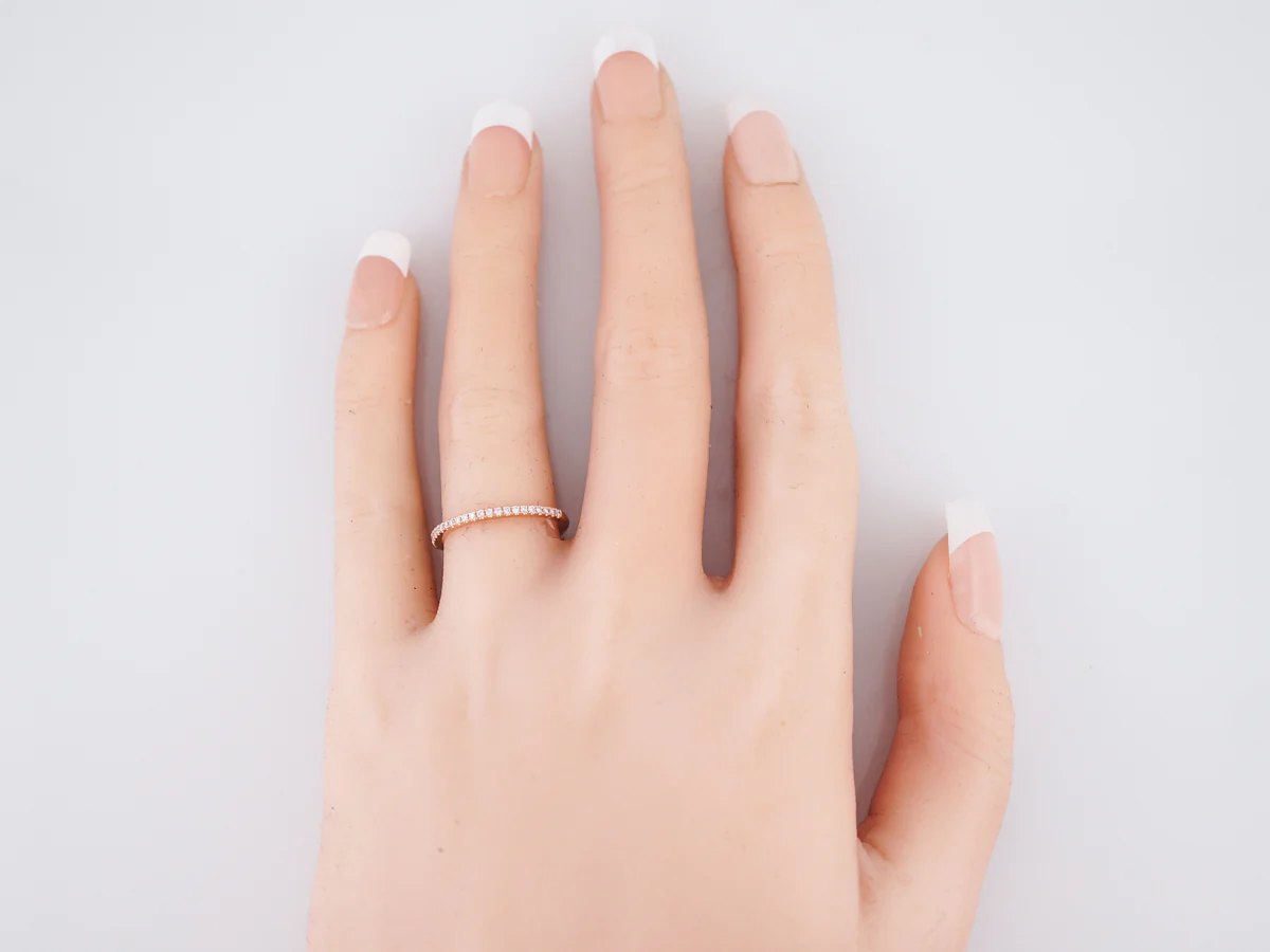 Wedding Band Modern .23 Round Brilliant Cut Diamonds in 14k Rose Gold - Image 6