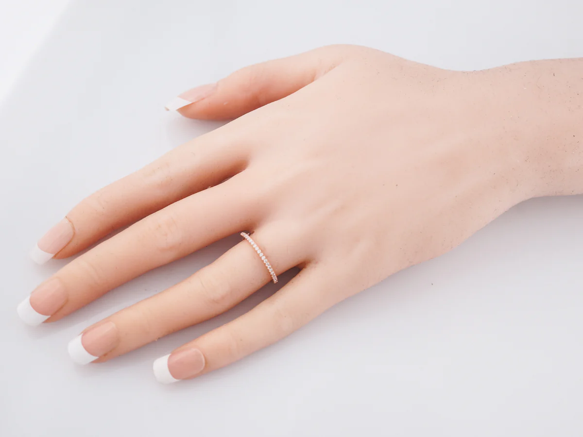 Wedding Band Modern .23 Round Brilliant Cut Diamonds in 14k Rose Gold - Image 7