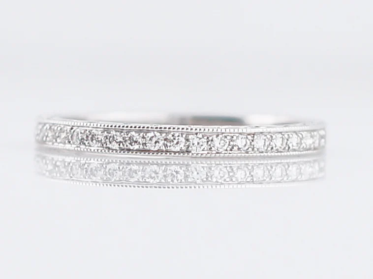 Wedding Band Modern .23 Round Brilliant Cut Diamonds in 14k White Gold