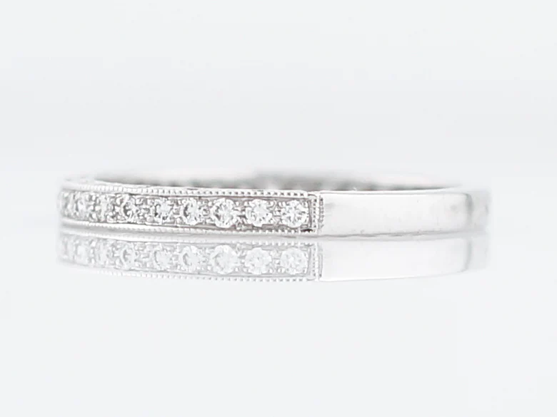 Wedding Band Modern .23 Round Brilliant Cut Diamonds in 14k White Gold - Image 2
