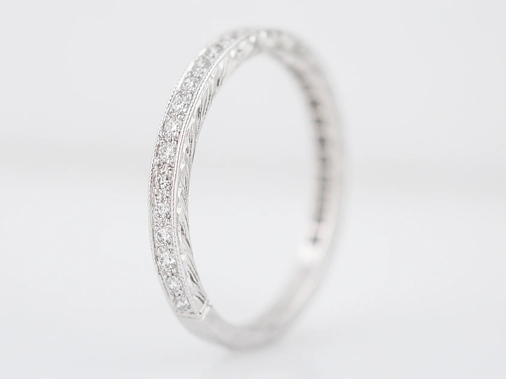 Wedding Band Modern .23 Round Brilliant Cut Diamonds in 14k White Gold - Image 5
