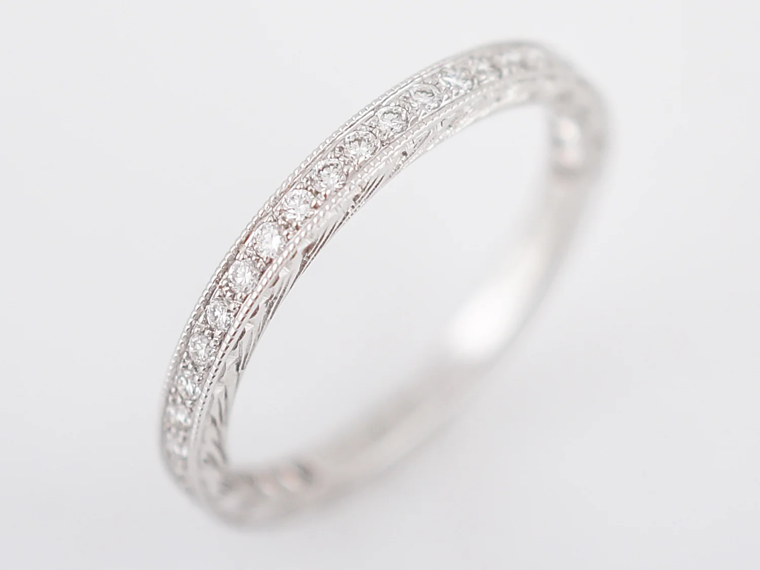 Wedding Band Modern .23 Round Brilliant Cut Diamonds in 14k White Gold - Image 6