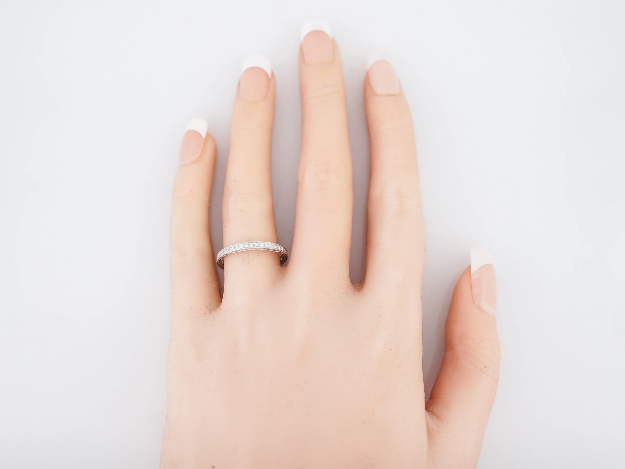 Wedding Band Modern .23 Round Brilliant Cut Diamonds in 14k White Gold - Image 7