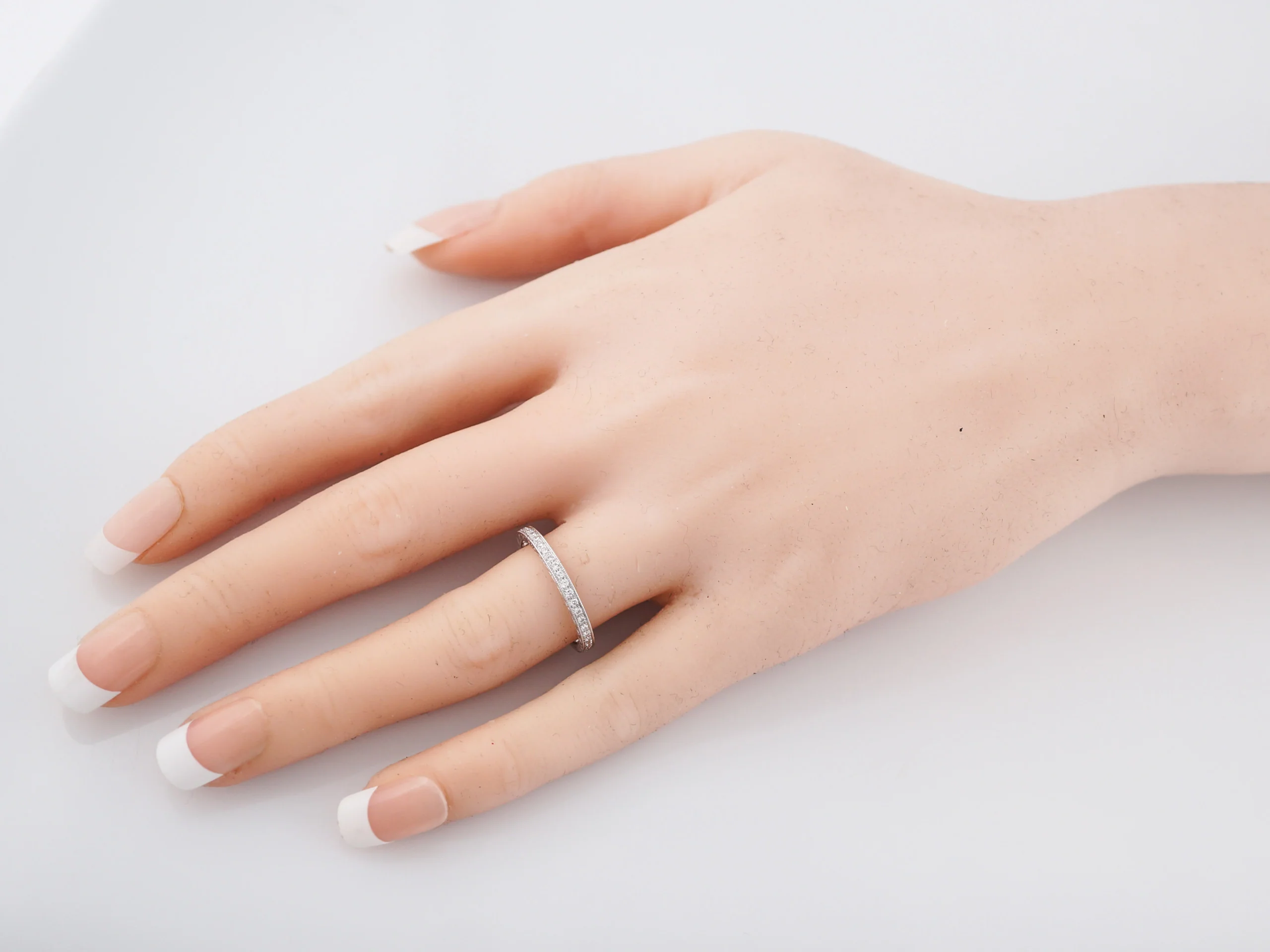 Wedding Band Modern .23 Round Brilliant Cut Diamonds in 14k White Gold - Image 8