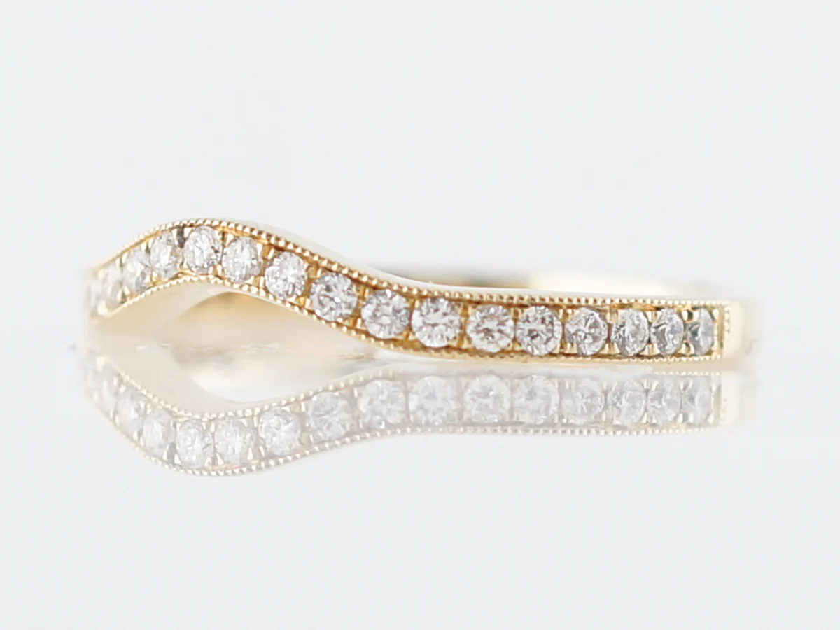 Wedding Band Modern .23 Round Brilliant Cut Diamonds in 14k Yellow Gold - Image 2