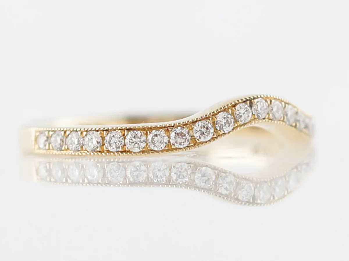 Wedding Band Modern .23 Round Brilliant Cut Diamonds in 14k Yellow Gold - Image 3