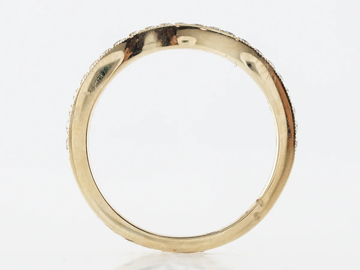 Wedding Band Modern .23 Round Brilliant Cut Diamonds in 14k Yellow Gold - Image 4